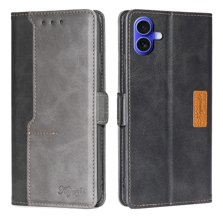 Contrast Color Side Buckle Leather Phone Case, For iPhone 16
