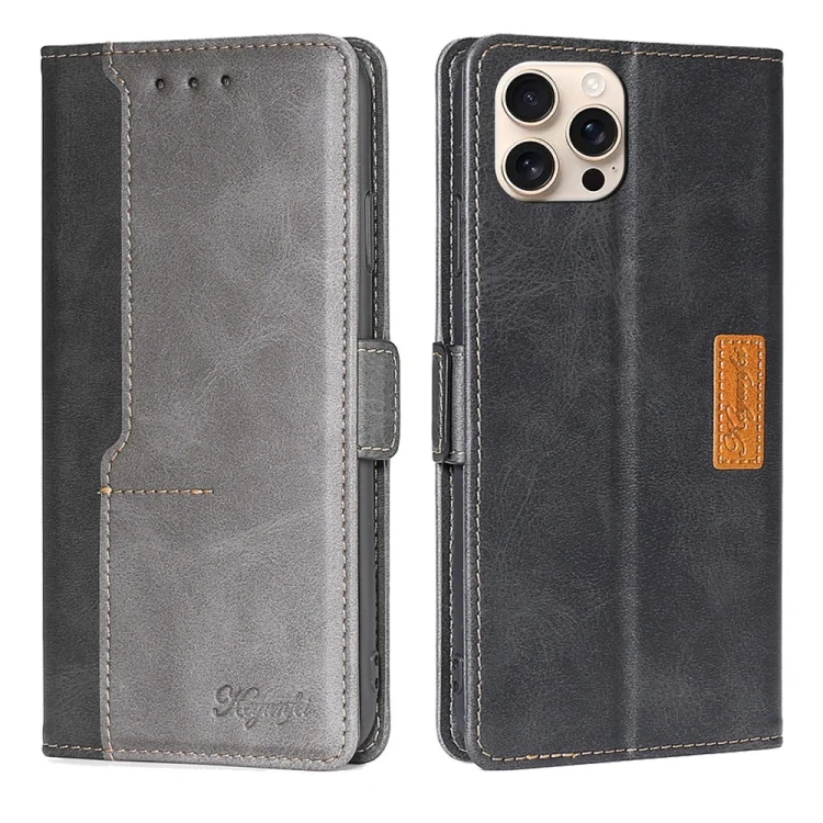Contrast Color Side Buckle Leather Phone Case, For iPhone 16 Pro Max, For iPhone 16 Pro, For iPhone 16 Plus