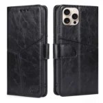 Geometric Stitching Leather Phone Case, For iPhone 16 Pro Max, For iPhone 16 Pro, For iPhone 16 Plus