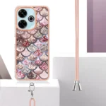 Electroplating Pattern IMD TPU Shockproof Case with Neck Lanyard, For Redmi 13 4G - Image 3