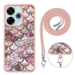 Electroplating Pattern IMD TPU Shockproof Case with Neck Lanyard, For Redmi 13 4G - Image 4