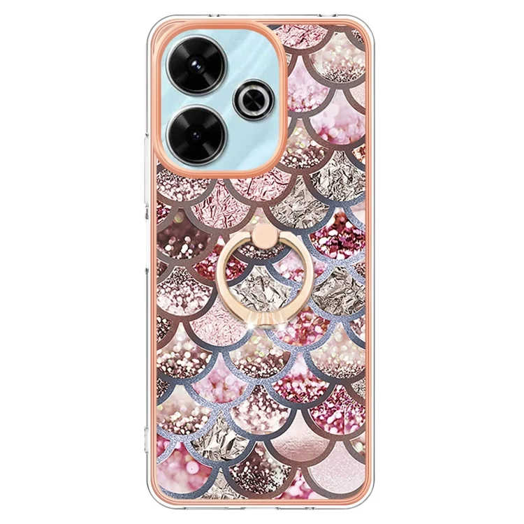 EDA007253701A_1.webp Electroplating Pattern IMD TPU Shockproof Case with Rhinestone Ring Holder, For Redmi 13 4G - Image 2