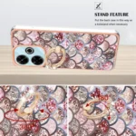 Electroplating Pattern IMD TPU Shockproof Case with Rhinestone Ring Holder, For Redmi 13 4G - Image 3