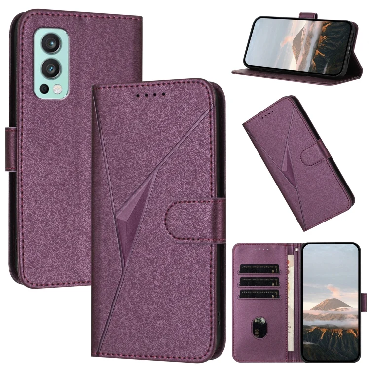 Triangle Pattern Buckle Clasp Leather Phone Case, For OnePlus Nord 2 5G, For OnePlus 9 Pro