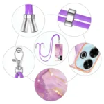 Electroplating Marble Dual-side IMD Phone Case with Lanyard, For Redmi 13 4G - Image 5