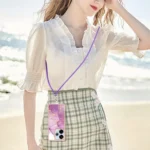 Electroplating Marble Dual-side IMD Phone Case with Lanyard, For Redmi 13 4G - Image 6