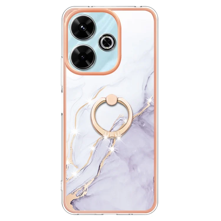 EDA007260401A_1.webp Electroplating Marble IMD TPU Phone Case with Ring Holder, For Redmi 13 4G - Image 2