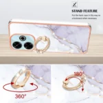 Electroplating Marble IMD TPU Phone Case with Ring Holder, For Redmi 13 4G - Image 3