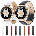 Silver Steel Buckle Genuine Leather Watch Band Wristband - Image 2