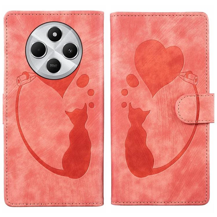 Pen Heart Cat Embossed Leather Phone Case, For Xiaomi Poco C75, For Xiaomi 14T Pro, For Xiaomi 14T