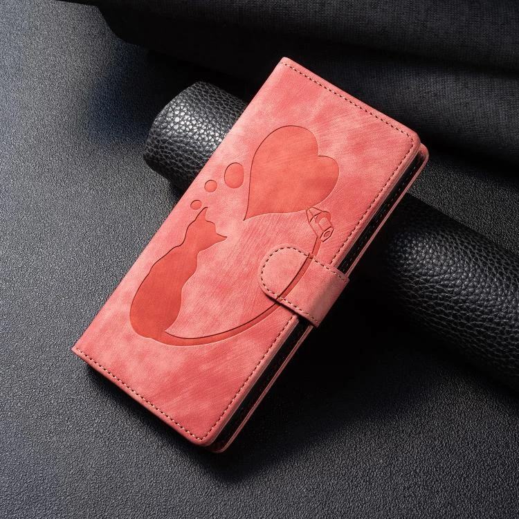 EDA007264103A_1.webp Pen Heart Cat Embossed Leather Phone Case, For Xiaomi Poco C75, For Xiaomi 14T Pro, For Xiaomi 14T - Image 2