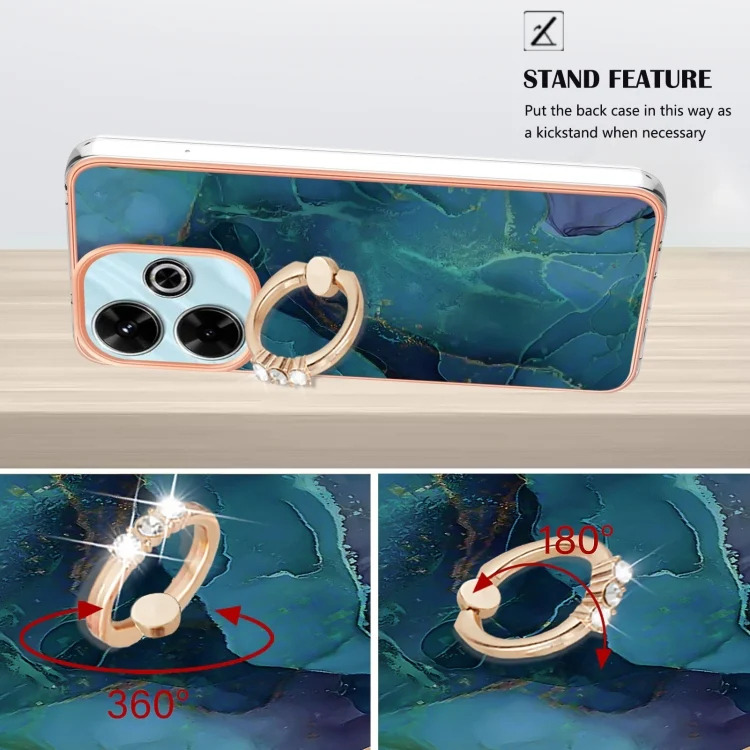 EDA007269201A_2.webp Electroplating Marble Dual-side IMD Phone Case with Ring, For Redmi 13 4G - Image 3