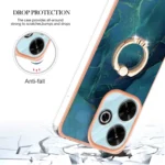 Electroplating Marble Dual-side IMD Phone Case with Ring, For Redmi 13 4G - Image 4