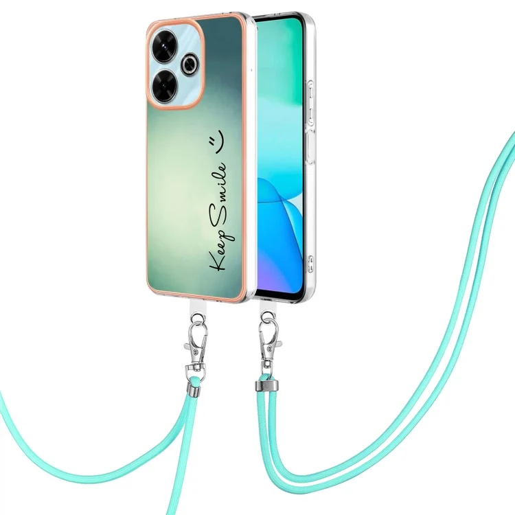 Electroplating Dual-side IMD Phone Case with Lanyard, For Redmi 13 4G