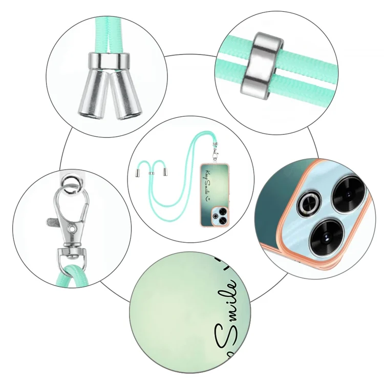 EDA007269601A_4.webp Electroplating Dual-side IMD Phone Case with Lanyard, For Redmi 13 4G - Image 5