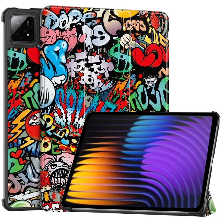 Custer Painted 3-Fold Stand Leather Smart Tablet Case, For Xiaomi Pad 7 / 7 Pro