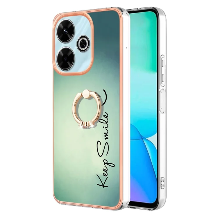 Electroplating Dual-side IMD Phone Case with Ring Holder, For Redmi 13 4G