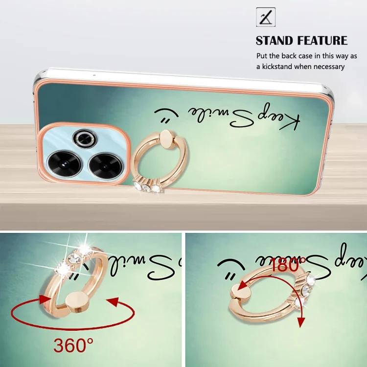 EDA007274401A_2.webp Electroplating Dual-side IMD Phone Case with Ring Holder, For Redmi 13 4G - Image 3