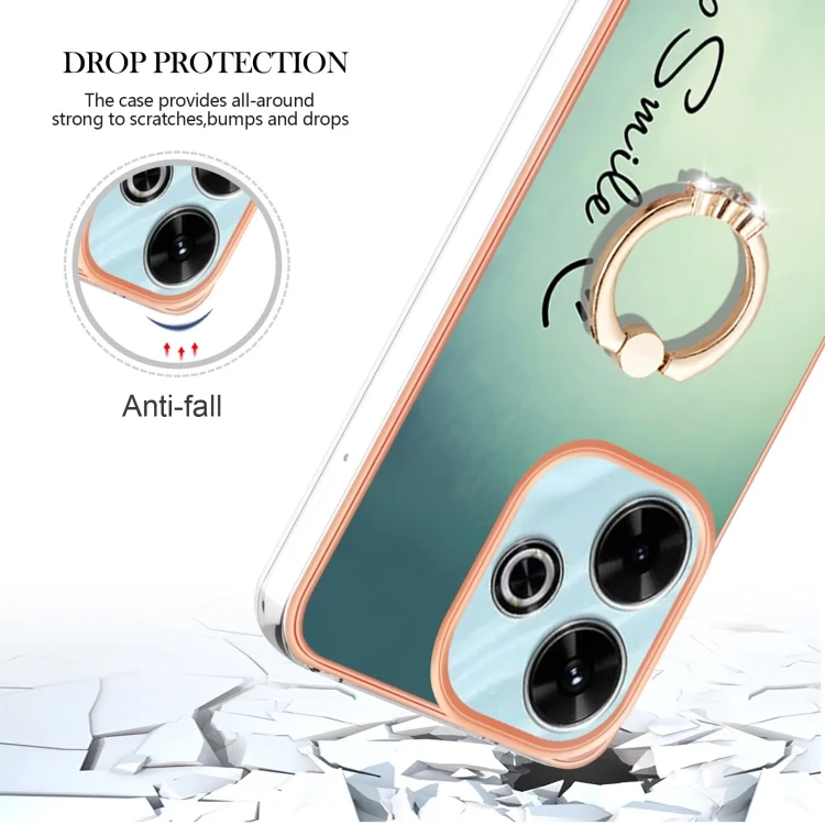 EDA007274401A_3.webp Electroplating Dual-side IMD Phone Case with Ring Holder, For Redmi 13 4G - Image 4