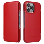 Fierre Shann Top Layer Cowhide Business Magnetic Leather Phone Case, For iPhone 16 Pro Max, For iPhone 16 Pro, For iPhone 16 Plus, For iPhone 16