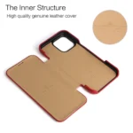 Fierre Shann Top Layer Cowhide Business Magnetic Leather Phone Case, For iPhone 16 Pro Max, For iPhone 16 Pro, For iPhone 16 Plus, For iPhone 16 - Image 4