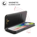 Fierre Shann Cowhide Leather Flip Leather Phone Case, For iPhone 16 Pro Max, For iPhone 16 Pro, For iPhone 16 Plus, For iPhone 16 - Image 4