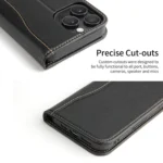 Fierre Shann Cowhide Leather Flip Leather Phone Case, For iPhone 16 Pro Max, For iPhone 16 Pro, For iPhone 16 Plus, For iPhone 16 - Image 5