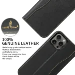 Fierre Shann Cowhide Leather Flip Leather Phone Case, For iPhone 16 Pro Max, For iPhone 16 Pro, For iPhone 16 Plus, For iPhone 16 - Image 6