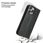 Fierre Shann Cowhide Leather Flip Leather Phone Case, For iPhone 16 Pro Max, For iPhone 16 Pro, For iPhone 16 Plus, For iPhone 16 - Image 7