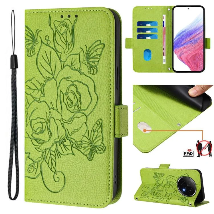 Embossed Rose RFID Anti-theft Leather Phone Case, For OPPO A5 Pro China, For OPPO Find X8, For OPPO Reno9 A