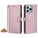 POLA Crossbody Chain I-Shape Buckle Sequins Leather Phone Case, For iPhone 15 Pro Max, For iPhone 15 Pro, For iPhone 15 Plus, For iPhone 15, For iPhone 14 Plus, For iPhone 14
