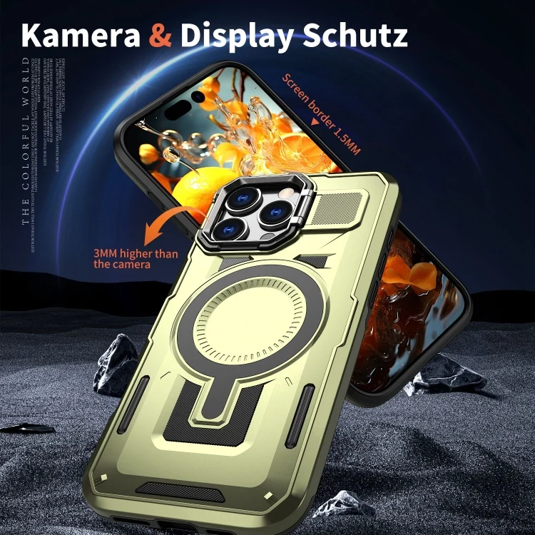 EDA007306601A_1.webp Shield Hollow Frame Holder MagSafe Phone Case, For iPhone 16 Pro Max, For iPhone 16 Pro - Image 2