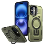 Shield Hollow Frame Holder MagSafe Phone Case, For iPhone 16 Plus, For iPhone 16