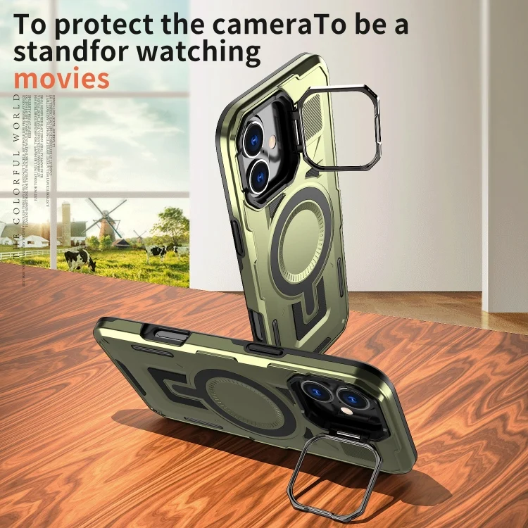 EDA007306603A_2.webp Shield Hollow Frame Holder MagSafe Phone Case, For iPhone 16 Plus, For iPhone 16 - Image 3