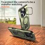 Shield Hollow Frame Holder MagSafe Phone Case, For iPhone 15 Pro Max, For iPhone 15 Pro - Image 3