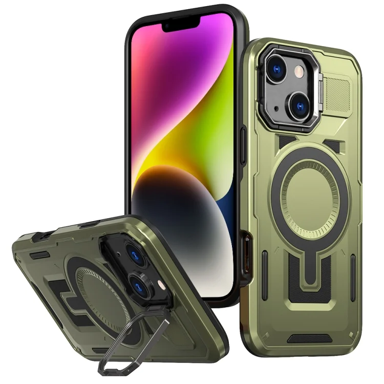 Shield Hollow Frame Holder MagSafe Phone Case, For iPhone 14 Plus, For iPhone 14