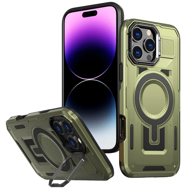 Shield Hollow Frame Holder MagSafe Phone Case, For iPhone 14 Pro, For iPhone 13 Pro Max