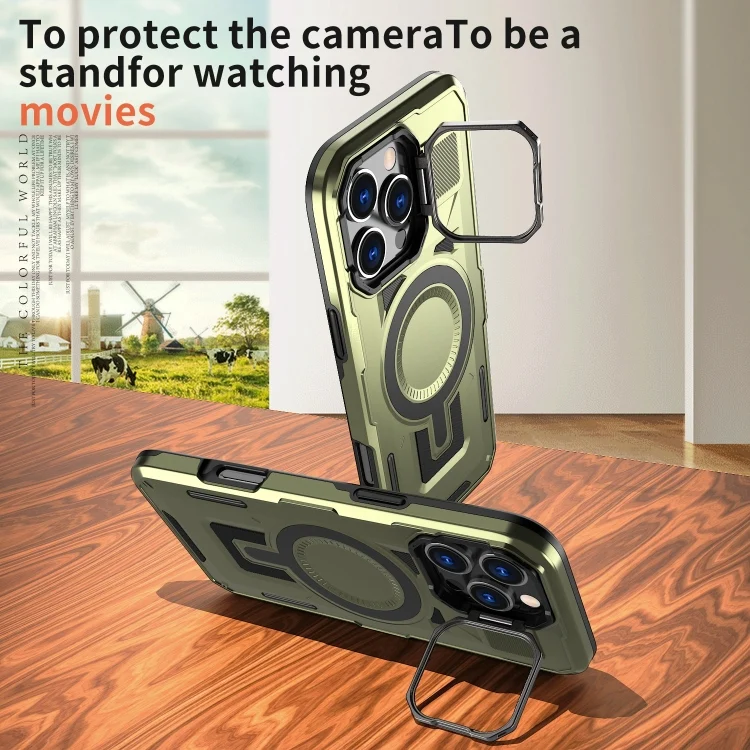 EDA007306613A_2.webp Shield Hollow Frame Holder MagSafe Phone Case, For iPhone 13 Pro, For iPhone 13 - Image 3