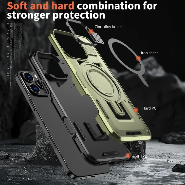 EDA007306613A_5.webp Shield Hollow Frame Holder MagSafe Phone Case, For iPhone 13 Pro, For iPhone 13 - Image 6