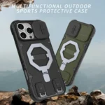 Camera Shield Armor MagSafe Holder Phone Case with Strap, For iPhone 16 Pro Max, For iPhone 16 Pro, For iPhone 16 Plus, For iPhone 16, For iPhone 15 Pro Max, For iPhone 15 Pro - Image 3