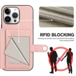 Button Card Bag RFID Anti-theft Phone Case, For iPhone 16 Pro Max, For iPhone 16 Pro, For iPhone 16 Plus - Image 3
