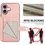 Button Card Bag RFID Anti-theft Phone Case, For iPhone 16, For iPhone 15 Pro Max, For iPhone 15 Pro - Image 3