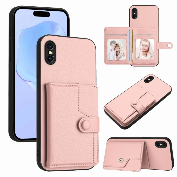 Button Card Bag RFID Anti-theft Phone Case, For iPhone XS / X, For iPhone XR, For iPhone XS Max