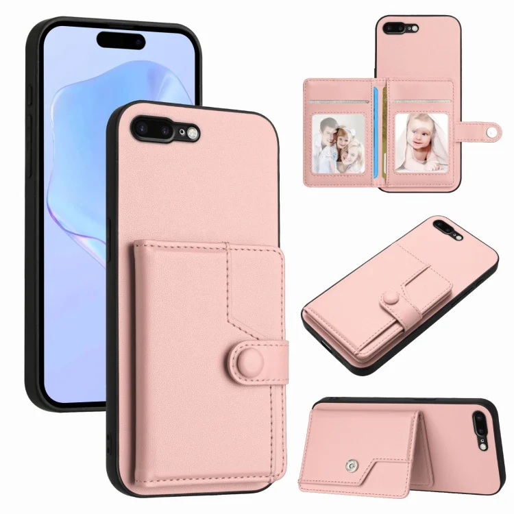 Button Card Bag RFID Anti-theft Phone Case, For iPhone 8 Plus / 7 Plus