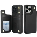 Crossbody Dual-Buckle Wallet Back Leather Phone Case, For iPhone 15 Plus, For iPhone 15, For iPhone 14 Plus - Image 2