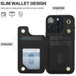Crossbody Dual-Buckle Wallet Back Leather Phone Case, For iPhone 15 Plus, For iPhone 15, For iPhone 14 Plus - Image 8