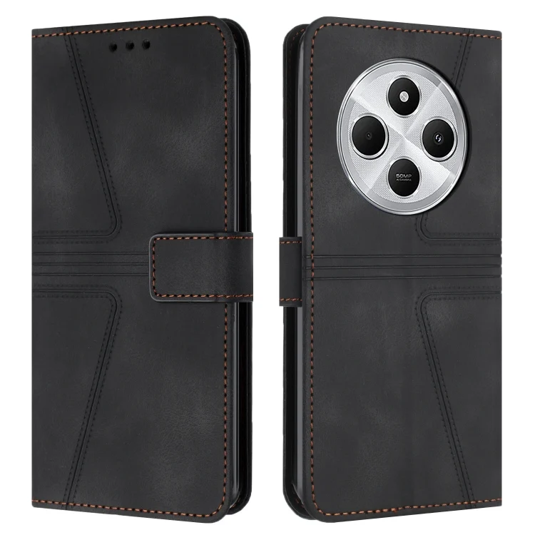Triangle Solid Color Leather Phone Case, For Redmi 14C 4G