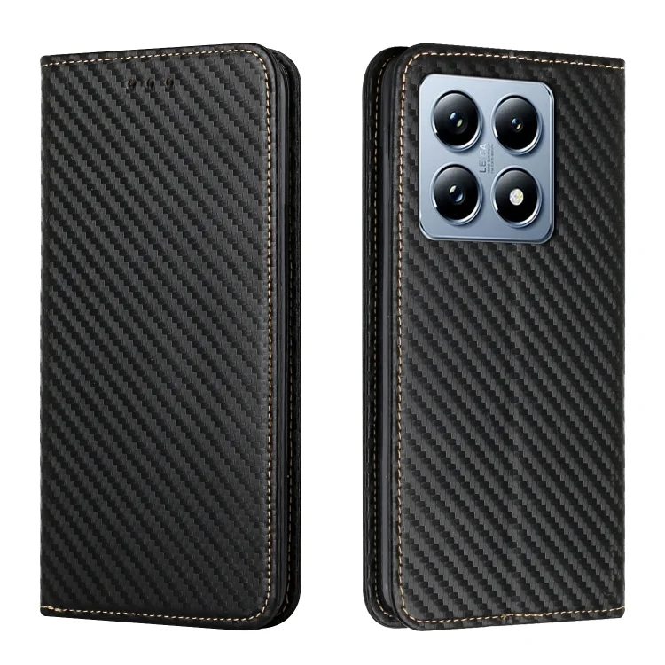 Carbon Fiber Texture Magnetic Flip Leather Phone Case, For Xiaomi 14T Pro, For Xiaomi 14T