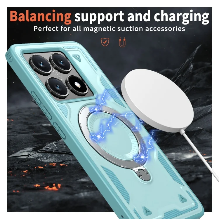 EDA007334701A_2.webp PC Hybrid TPU Armor MagSafe Ring Holder Phone Case, For Xiaomi 14T, For Xiaomi Poco X6 Pro 5G - Image 3