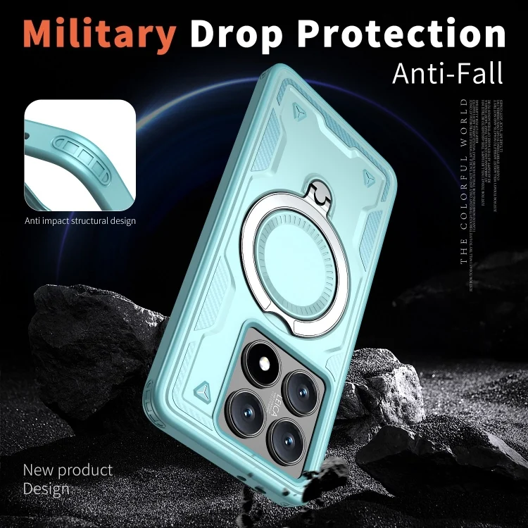EDA007334701A_3.webp PC Hybrid TPU Armor MagSafe Ring Holder Phone Case, For Xiaomi 14T, For Xiaomi Poco X6 Pro 5G - Image 4